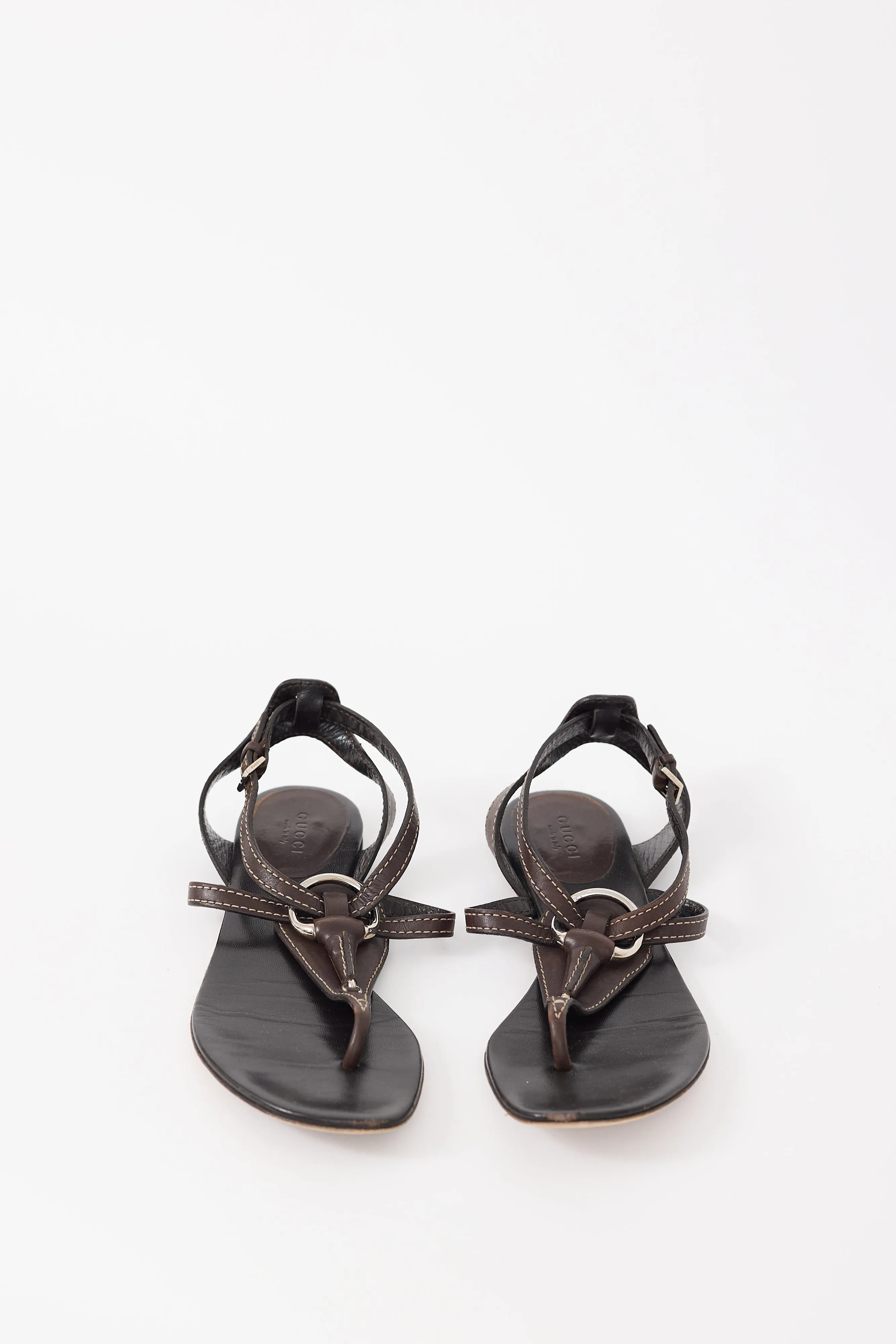 Brown Leather T-Strap Sandal