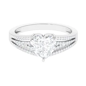 Certified Cubic Zirconia Heart Engagement Ring