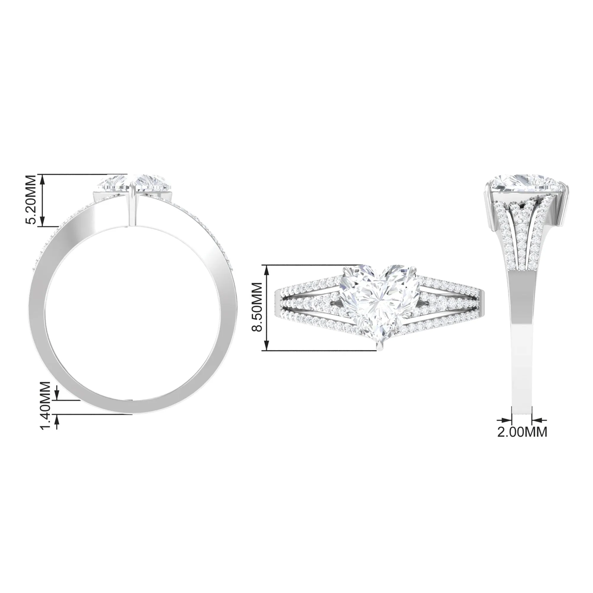 Certified Cubic Zirconia Heart Engagement Ring