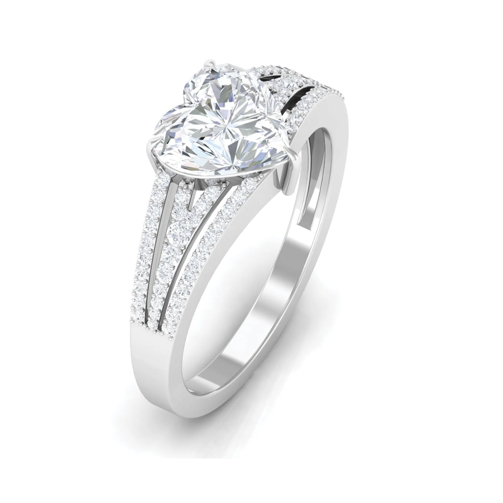 Certified Cubic Zirconia Heart Engagement Ring