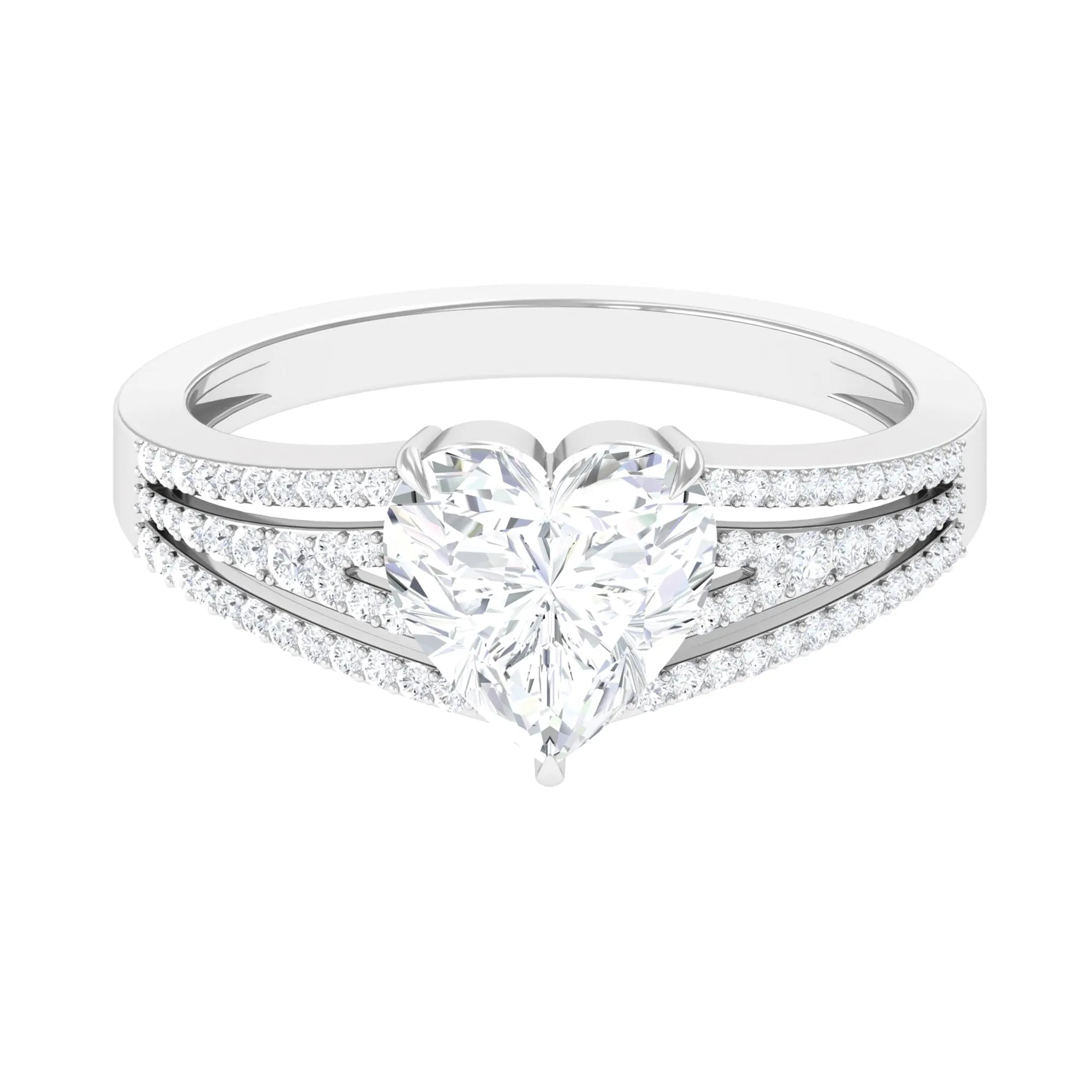 Certified Cubic Zirconia Heart Engagement Ring