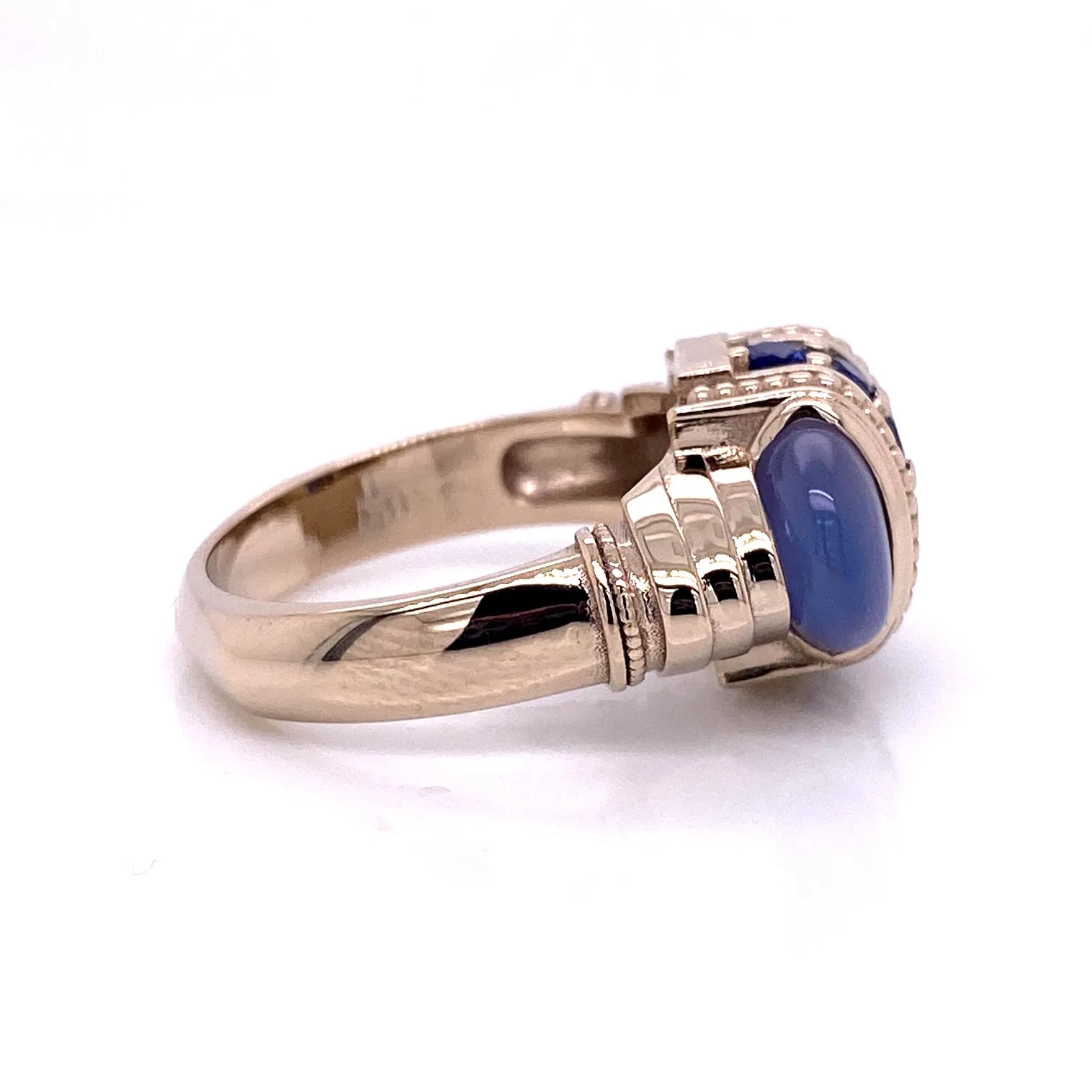 Chalcedony and Sapphire Arch Ring