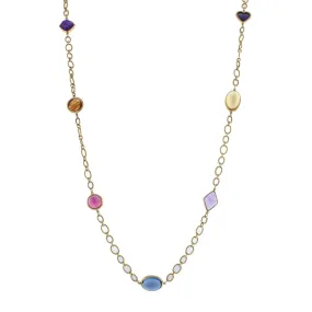 Citrine, Topaz, Pink Tourmaline, Iolite, and Amethyst Necklace