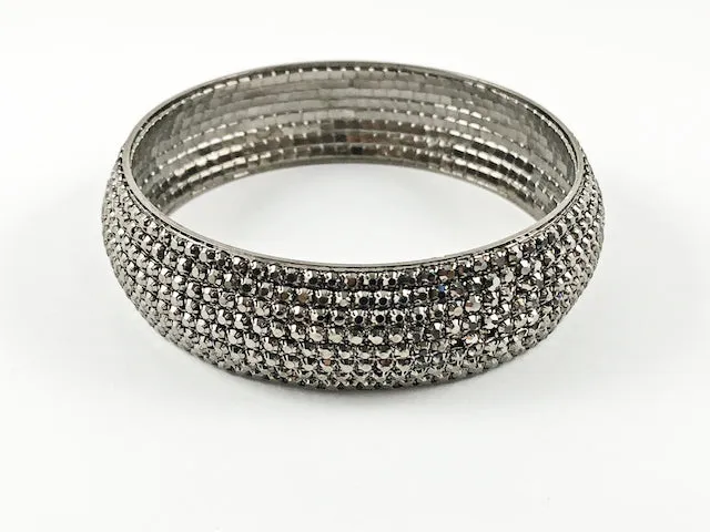 Classic Thick 8 Row Grey Stones Fashion Bangle