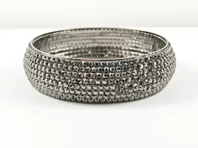 Classic Thick 8 Row Grey Stones Fashion Bangle