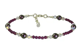 Clematis Purple Opal Beaded Anklet