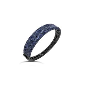 Concave Blue Sapphire Bangle Bracelet