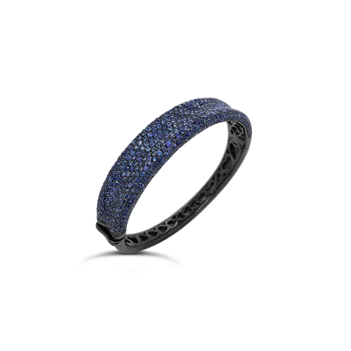 Concave Blue Sapphire Bangle Bracelet