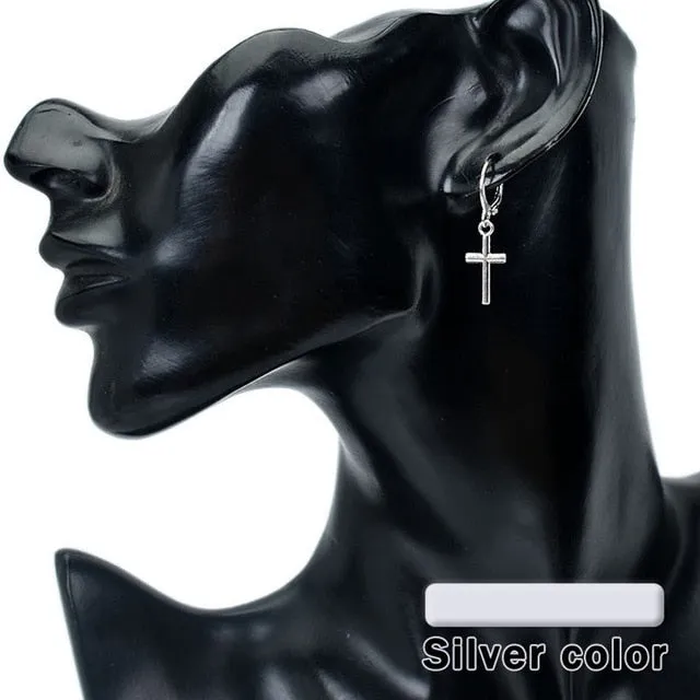 Cross Necklace Simple Necklaces Jesus Women Chain Ladies Pendant Girls Jewelry Yellow Gold Color Vintage European Metal Collares