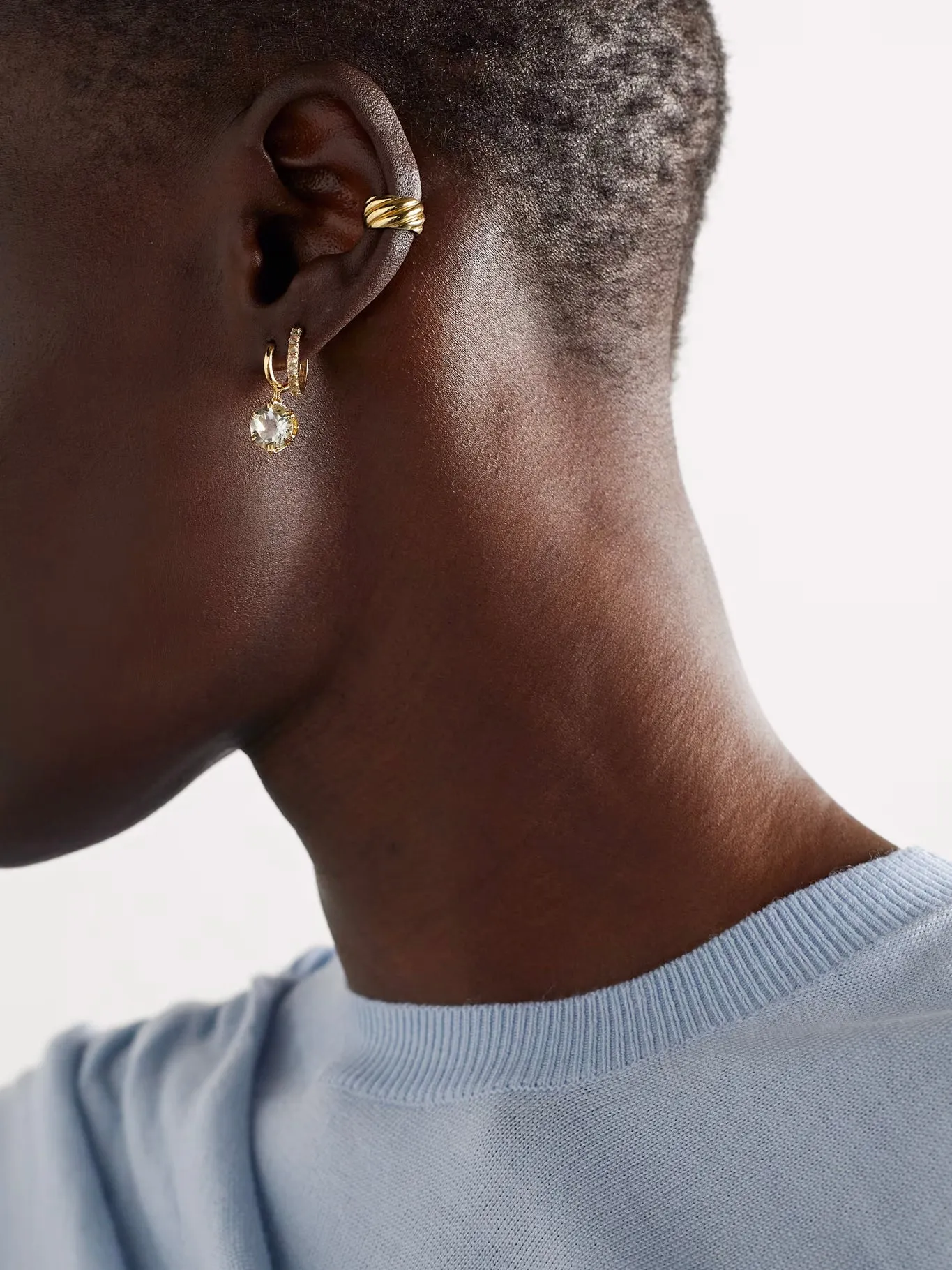 Crown Midi Hoops White Topaz