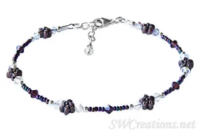 Crystal Copper Flower Purple Iris Anklet