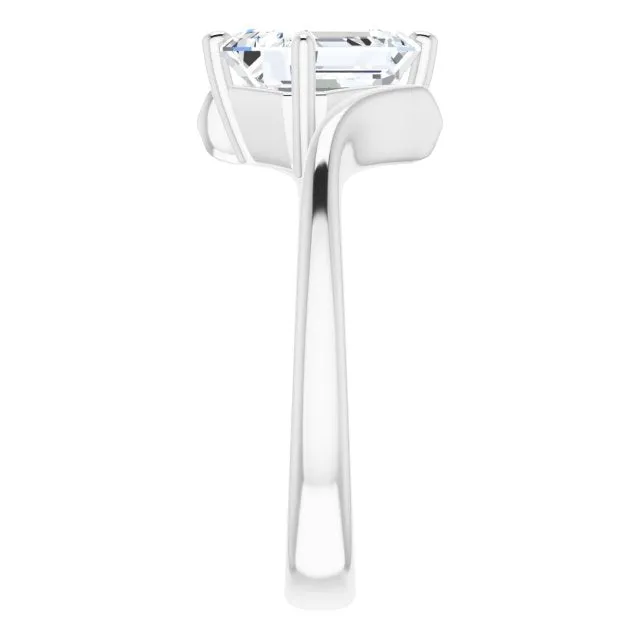Cubic Zirconia Engagement Ring- The Alva (Customizable Radiant Cut Solitaire with Thin, Bypass-style Band)