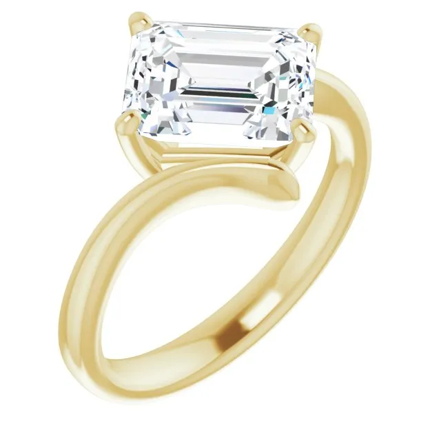 Cubic Zirconia Engagement Ring- The Alva (Customizable Radiant Cut Solitaire with Thin, Bypass-style Band)