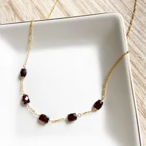 Dark red garnet necklace