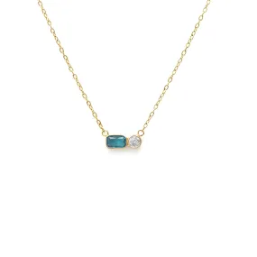 December Blue Topaz Birthstone Necklace - Yellow Gold