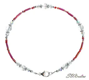 Designer Red Rock Crystal Beaded Anklet
