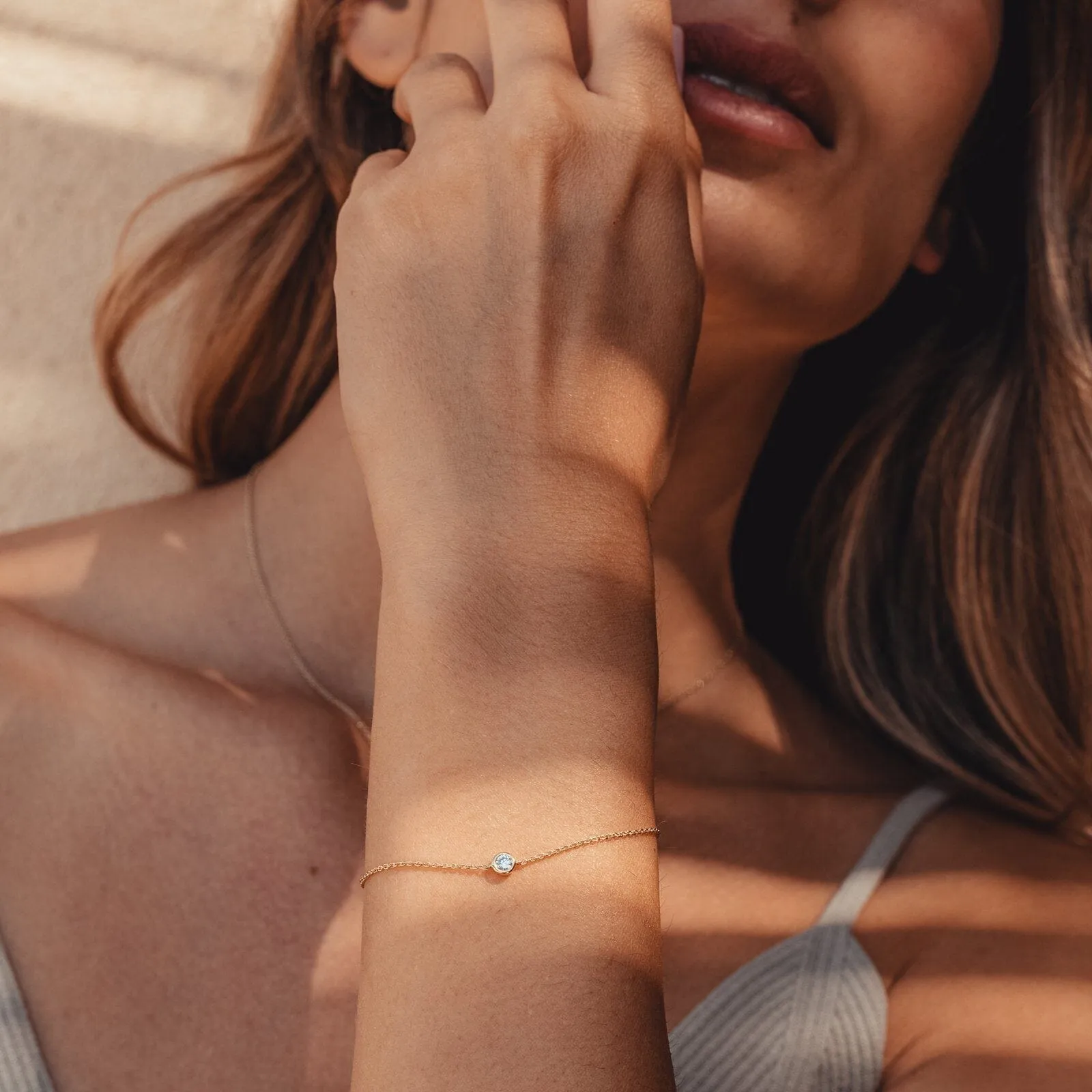 Diamond Bezel Bracelet - 14K Rose Gold