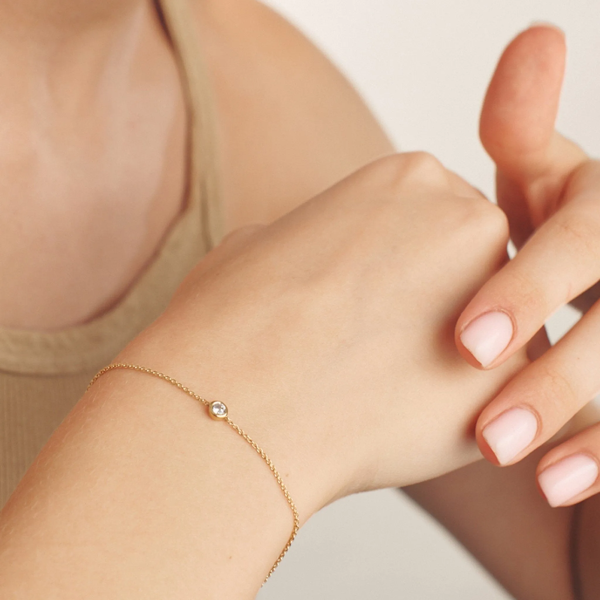 Diamond Bezel Bracelet - 14K Rose Gold