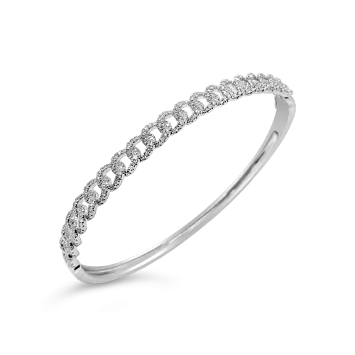 Diamond Link Design Bangle Bracelet
