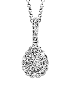Diamond Pendant - 9ct White Gold Diamond Cluster Pendant - 752471