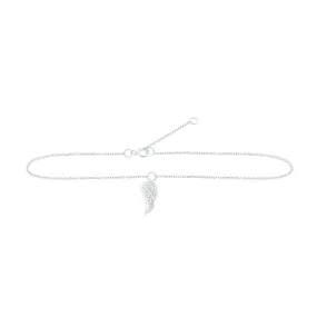 Diamond Round Wing Anklet Bracelet Ankle 10k White Gold 9"