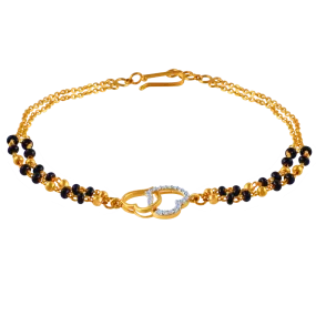 Diamond Studded 18k Love Shaped Mangalsutra Bracelet