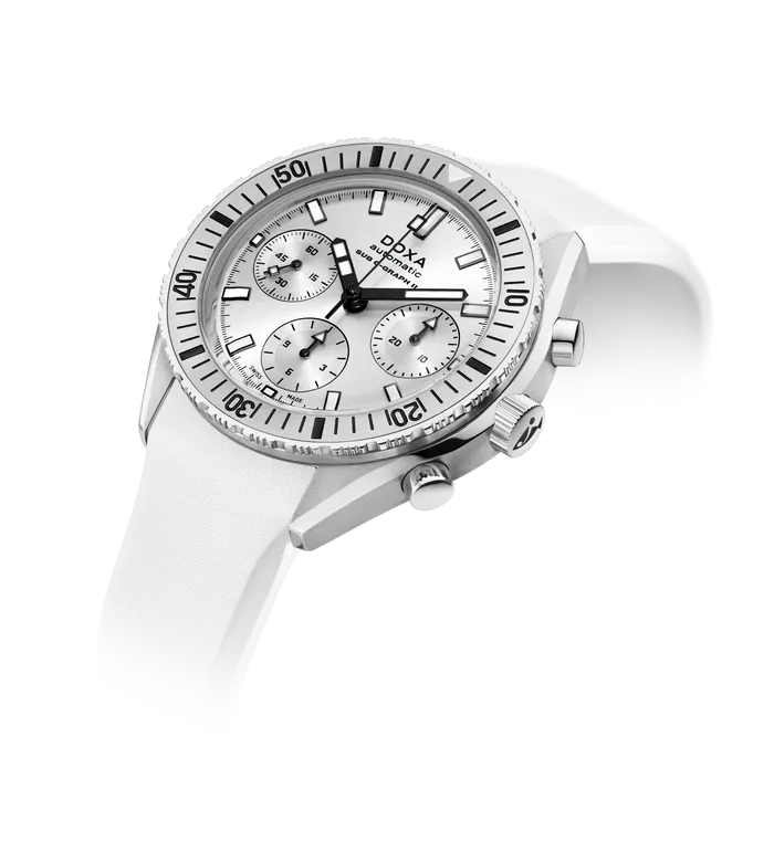 DOXA Sub 200 C-Graph II Whitepearl Rubber Stainless Steel - 797.10.011.10