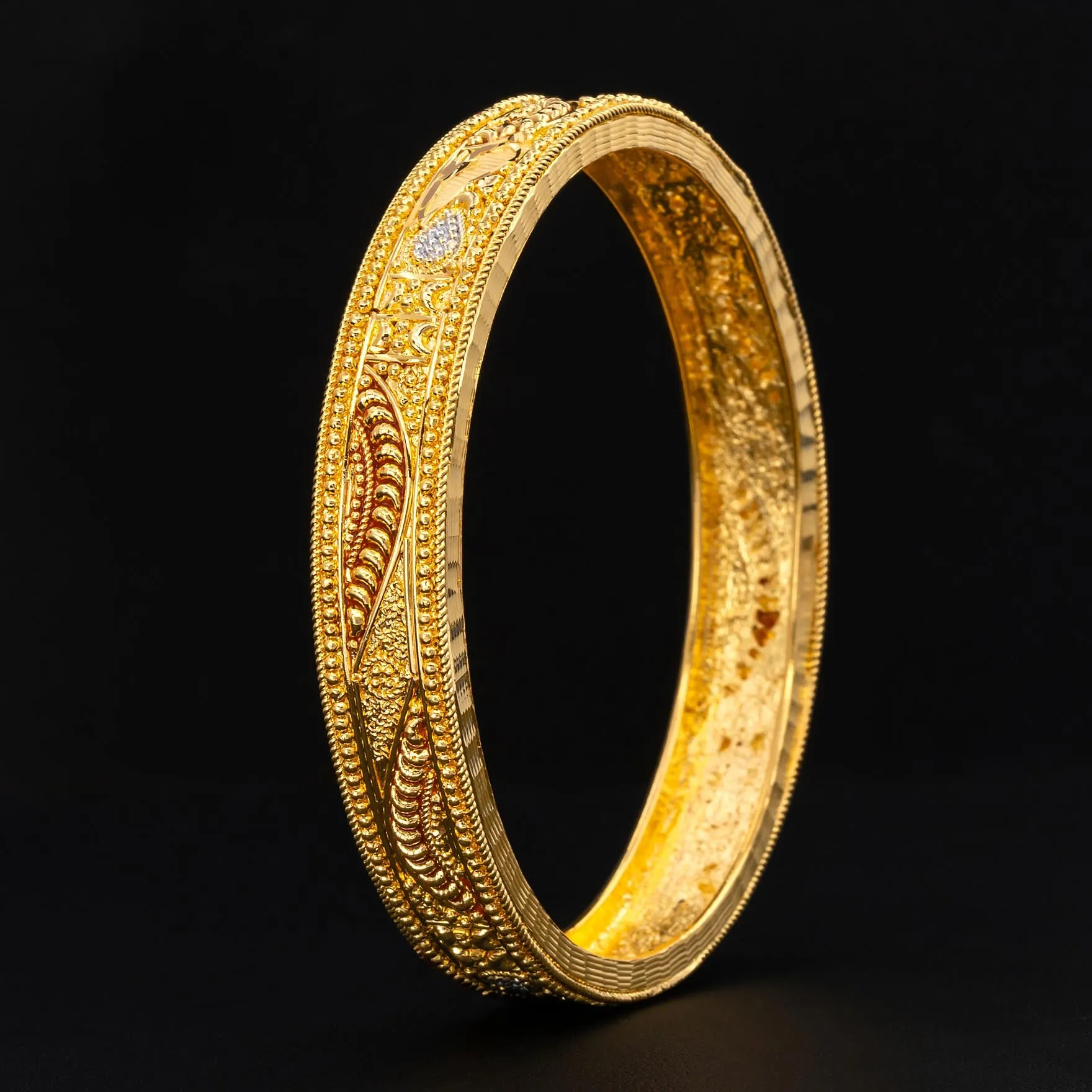 ENAMEL BANGLE(Golden&stone in 3 tone) PEGB102-062