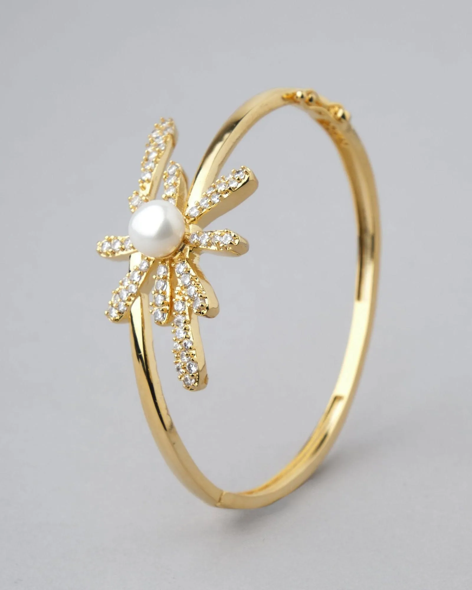 Eretria Flora CZ & Pearl Stud Bangle