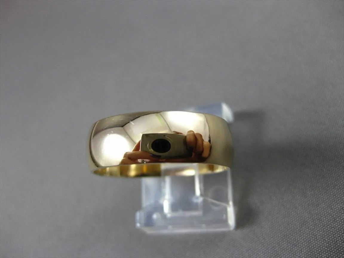 ESTATE WIDE 14KT YELLOW GOLD SHINY CLASSIC WEDDING BAND RING 6mm STUNNING #23395
