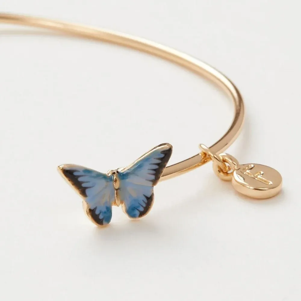 Fable England 7cm Gold Plated Butterfly Bangle