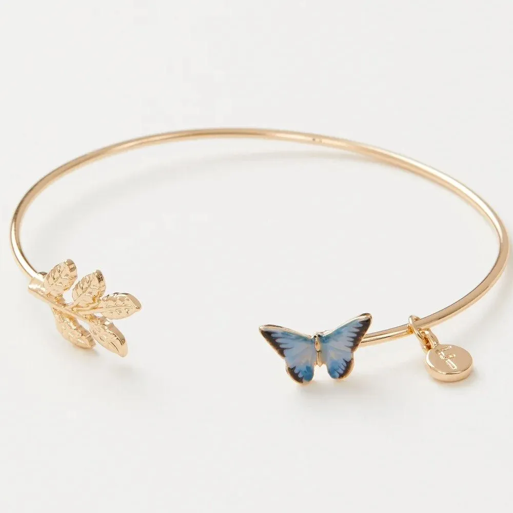 Fable England 7cm Gold Plated Butterfly Bangle