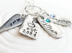 Family Necklace | Charm Ring Family Names Necklace