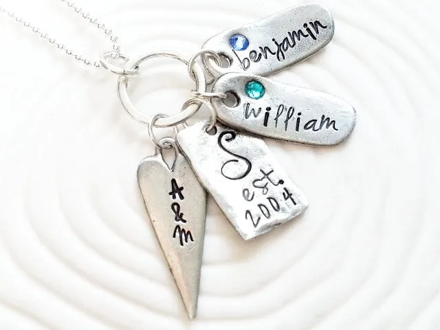 Family Necklace | Charm Ring Family Names Necklace