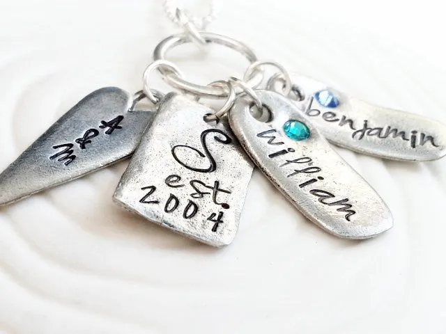 Family Necklace | Charm Ring Family Names Necklace