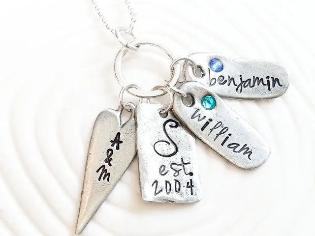 Family Necklace | Charm Ring Family Names Necklace