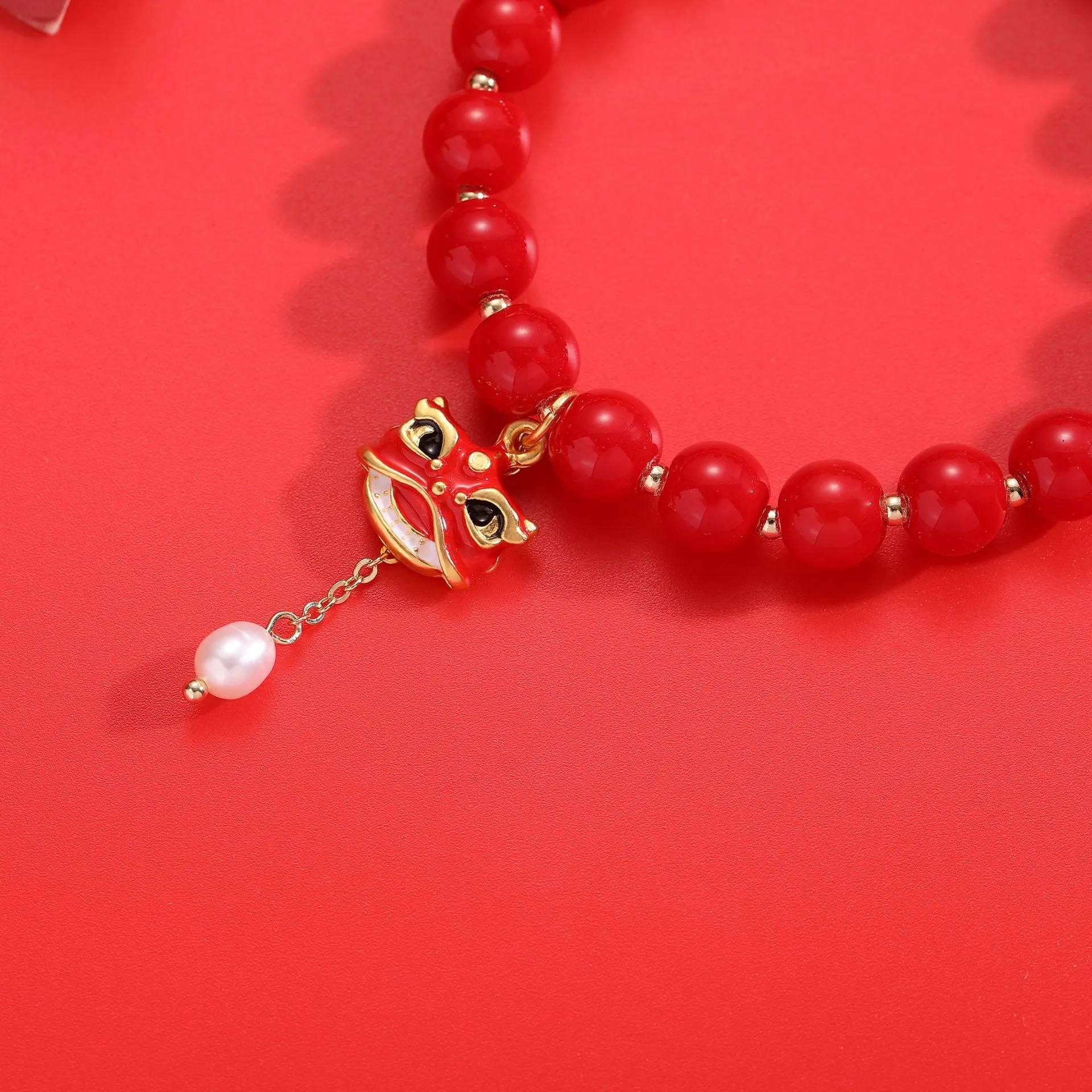 Festive Red Stone Bracelet for Prosperity and Blessings