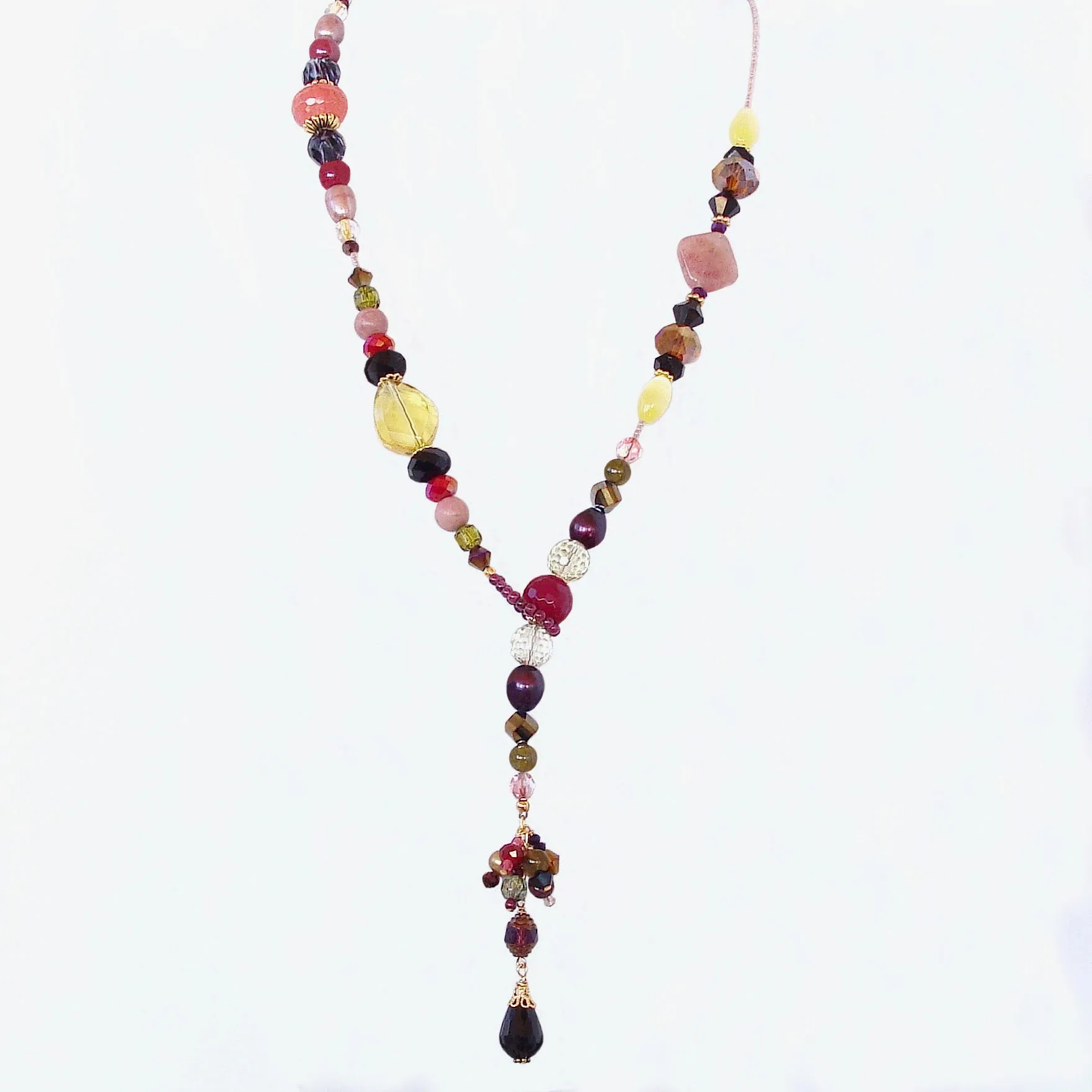 Fiona: Gemstone Lariat Necklace with Lemon Quartz