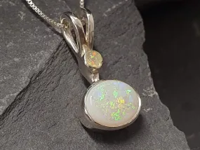 Fire Opal Necklace - Natural Opal Necklace - Oval Vintage Pendant