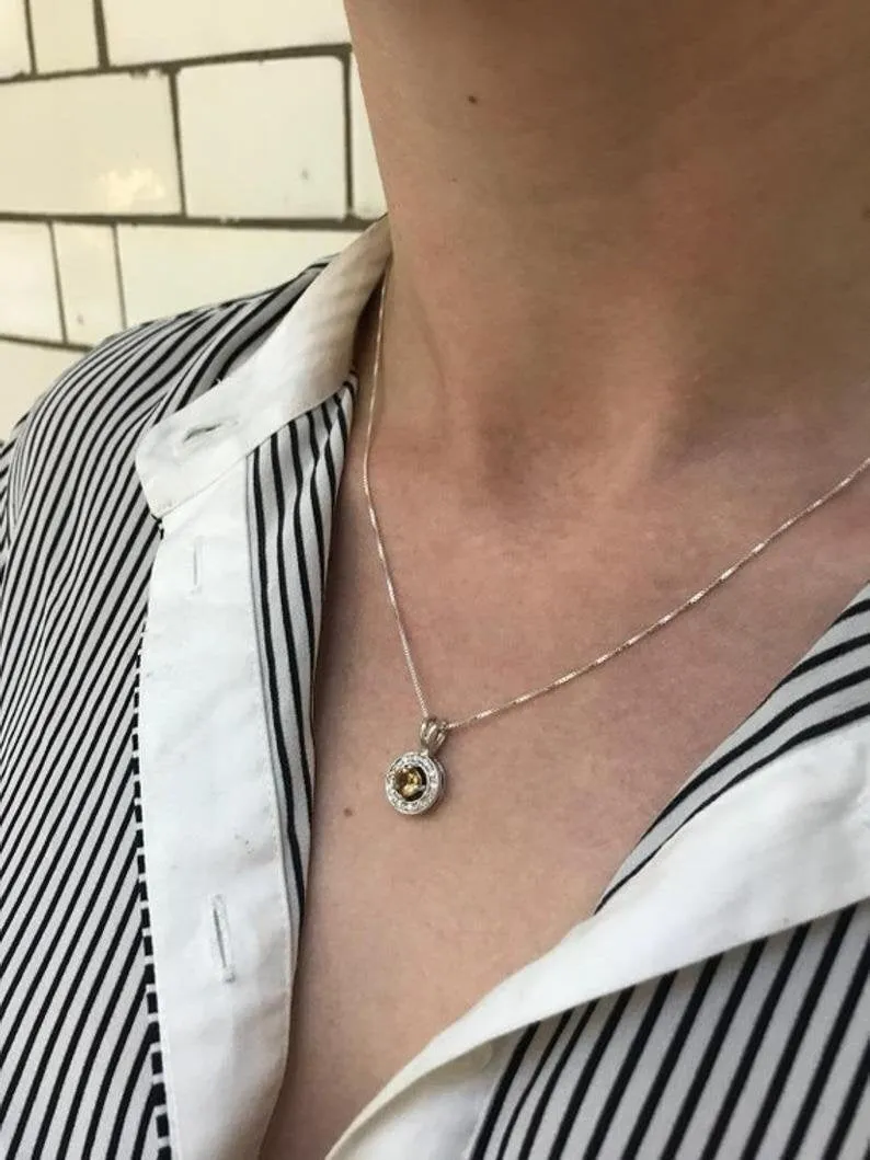 Fire Opal Necklace - Opal Cluster Pendant - Dainty Opal Necklace