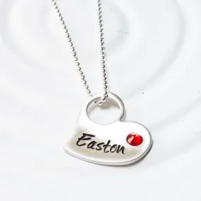 Floating Hole Heart | Tilted Heart Birthstone Necklace