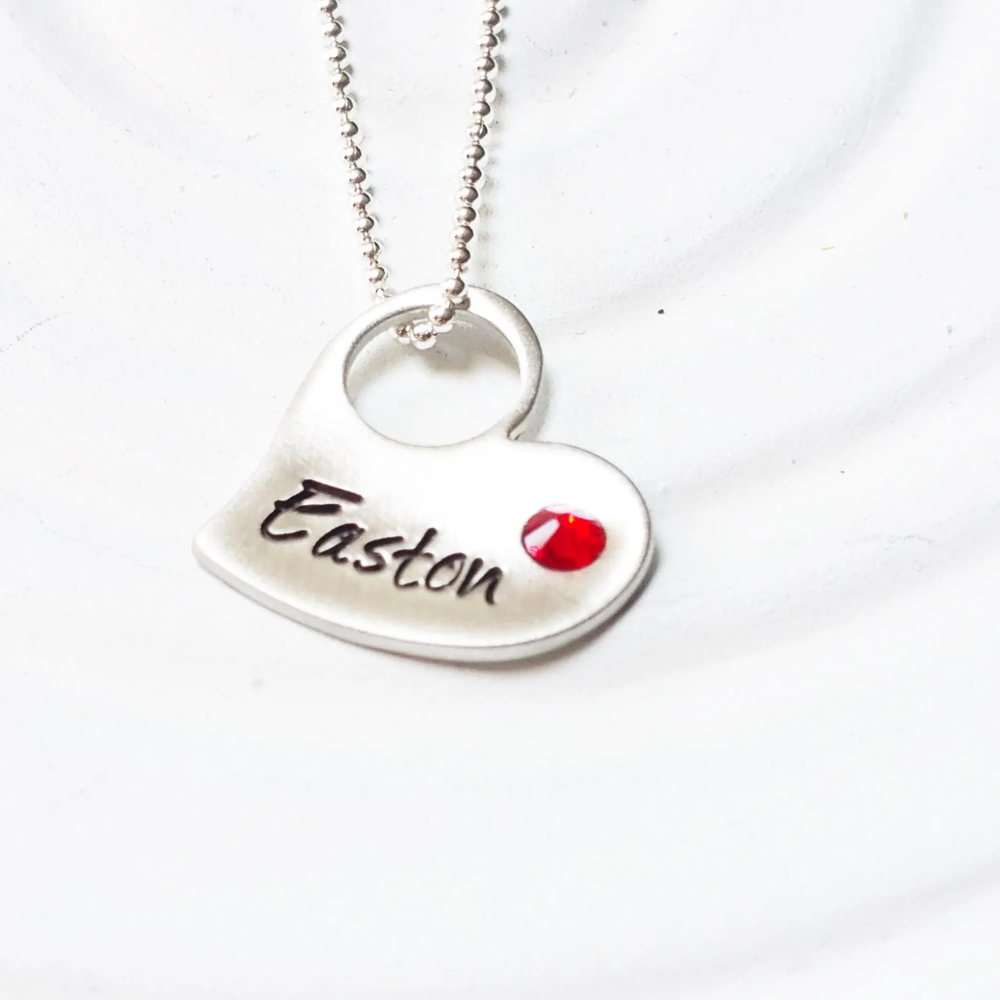 Floating Hole Heart | Tilted Heart Birthstone Necklace