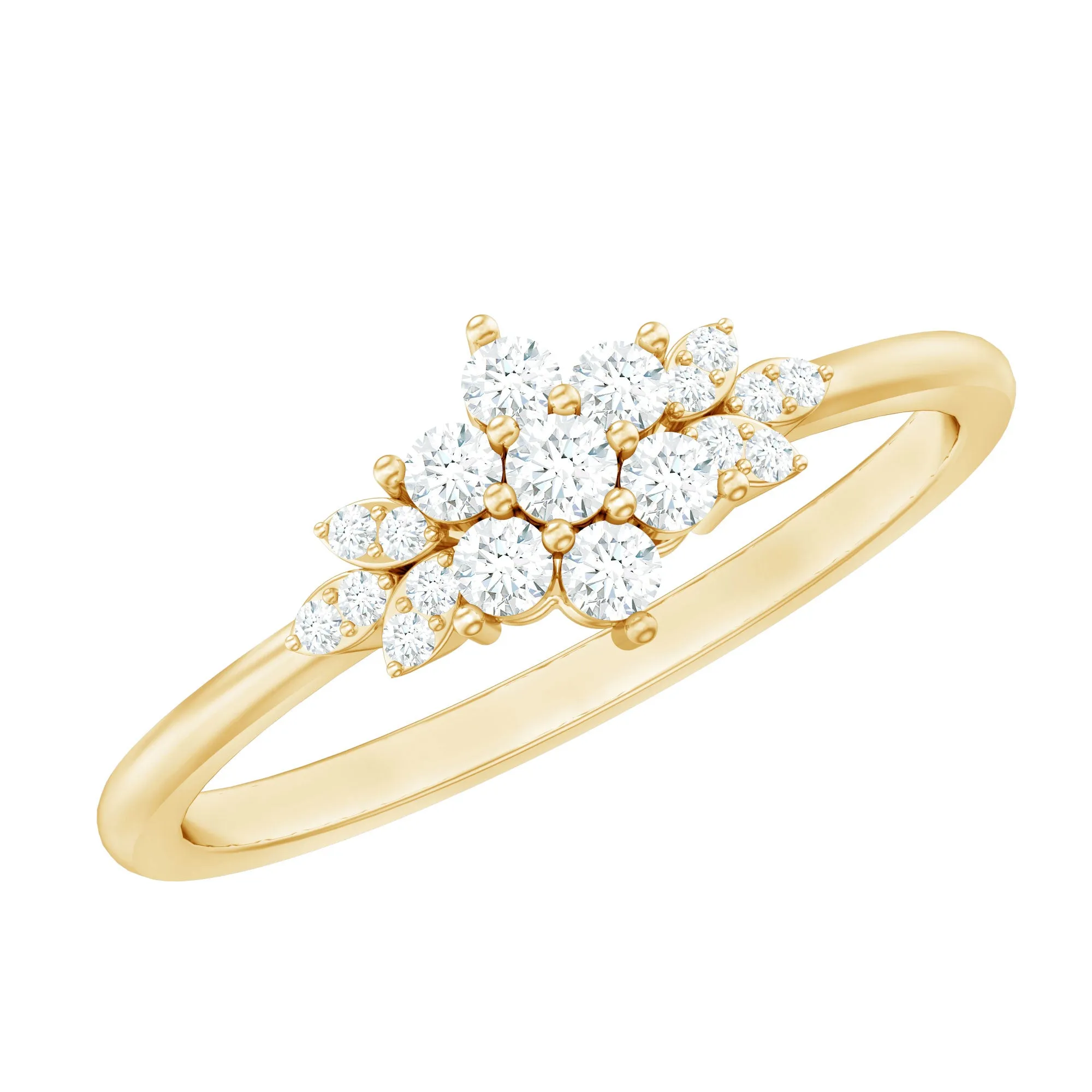 Floral Cluster Promise Ring with Certified Diamond