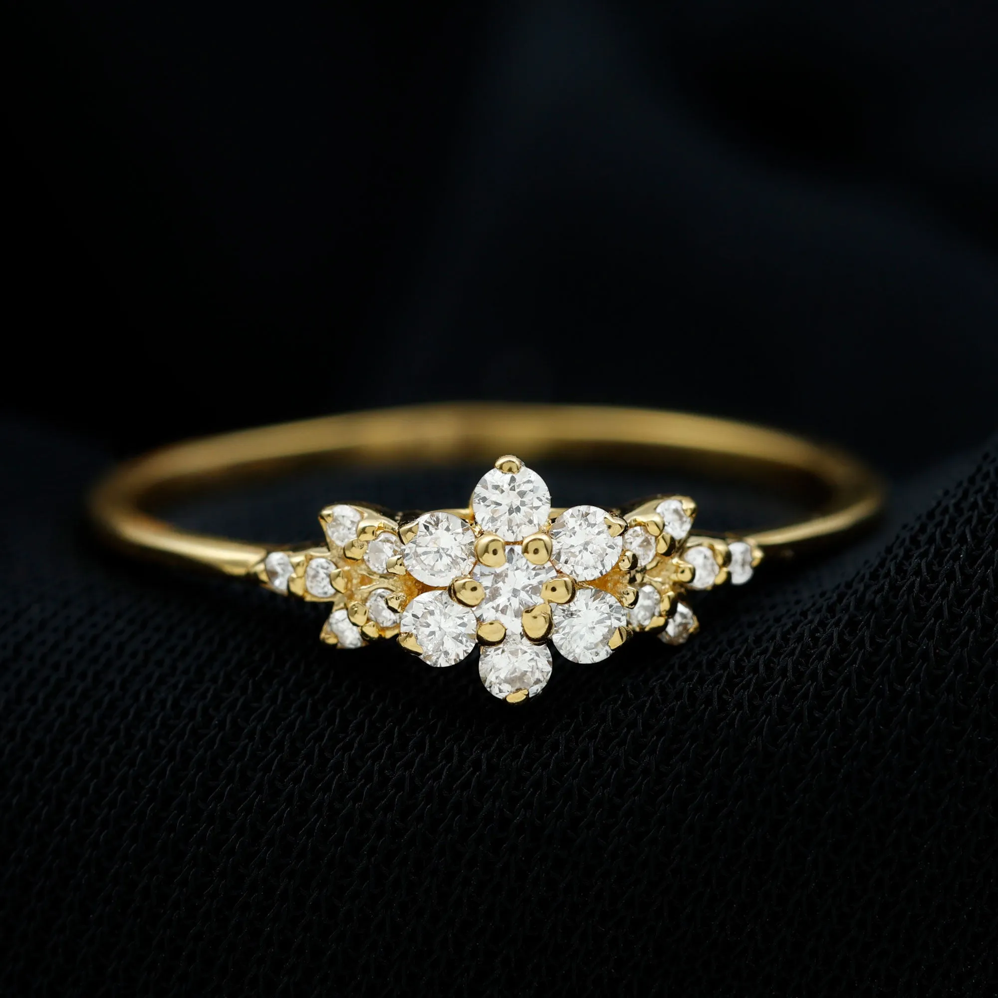 Floral Cluster Promise Ring with Certified Diamond