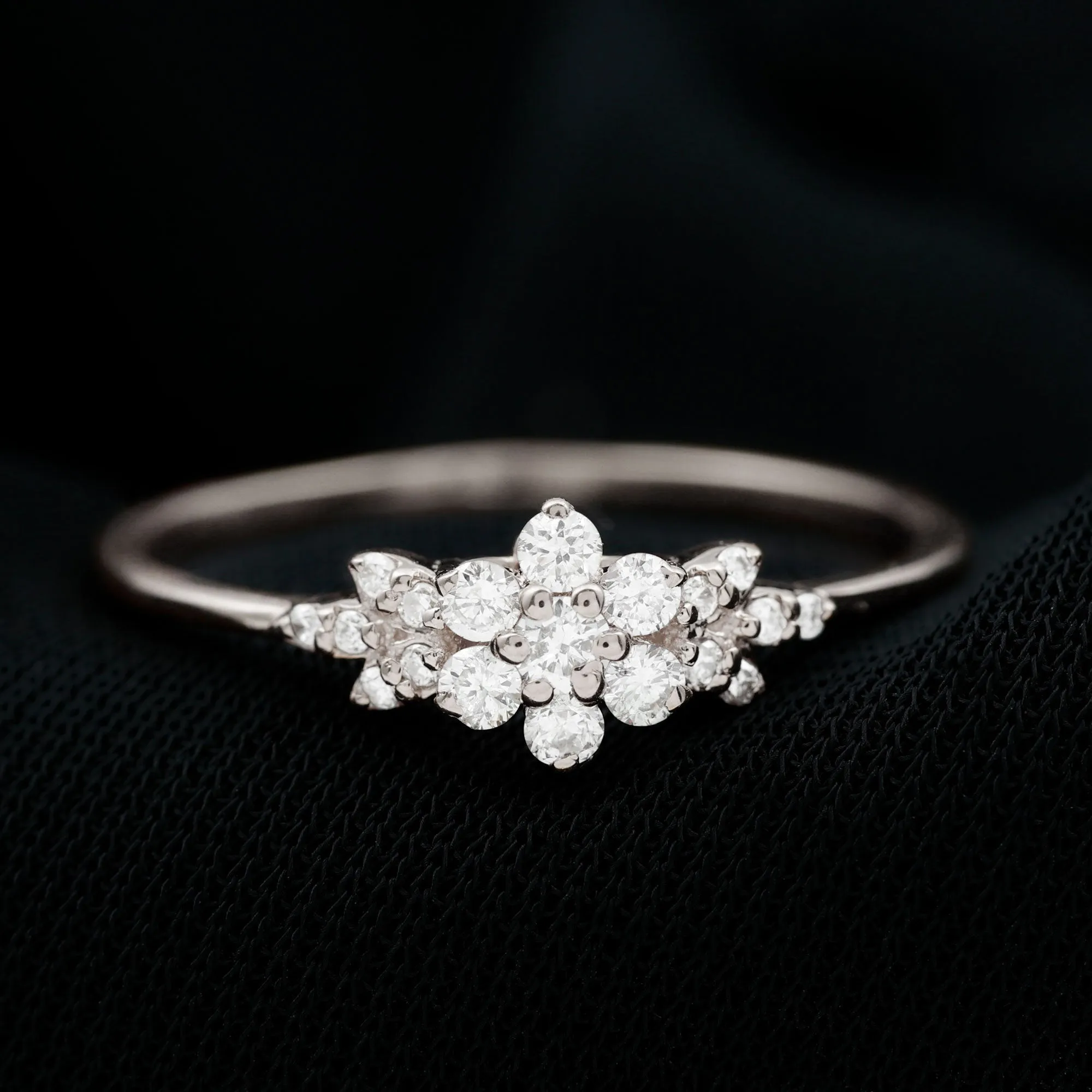 Floral Cluster Promise Ring with Certified Diamond