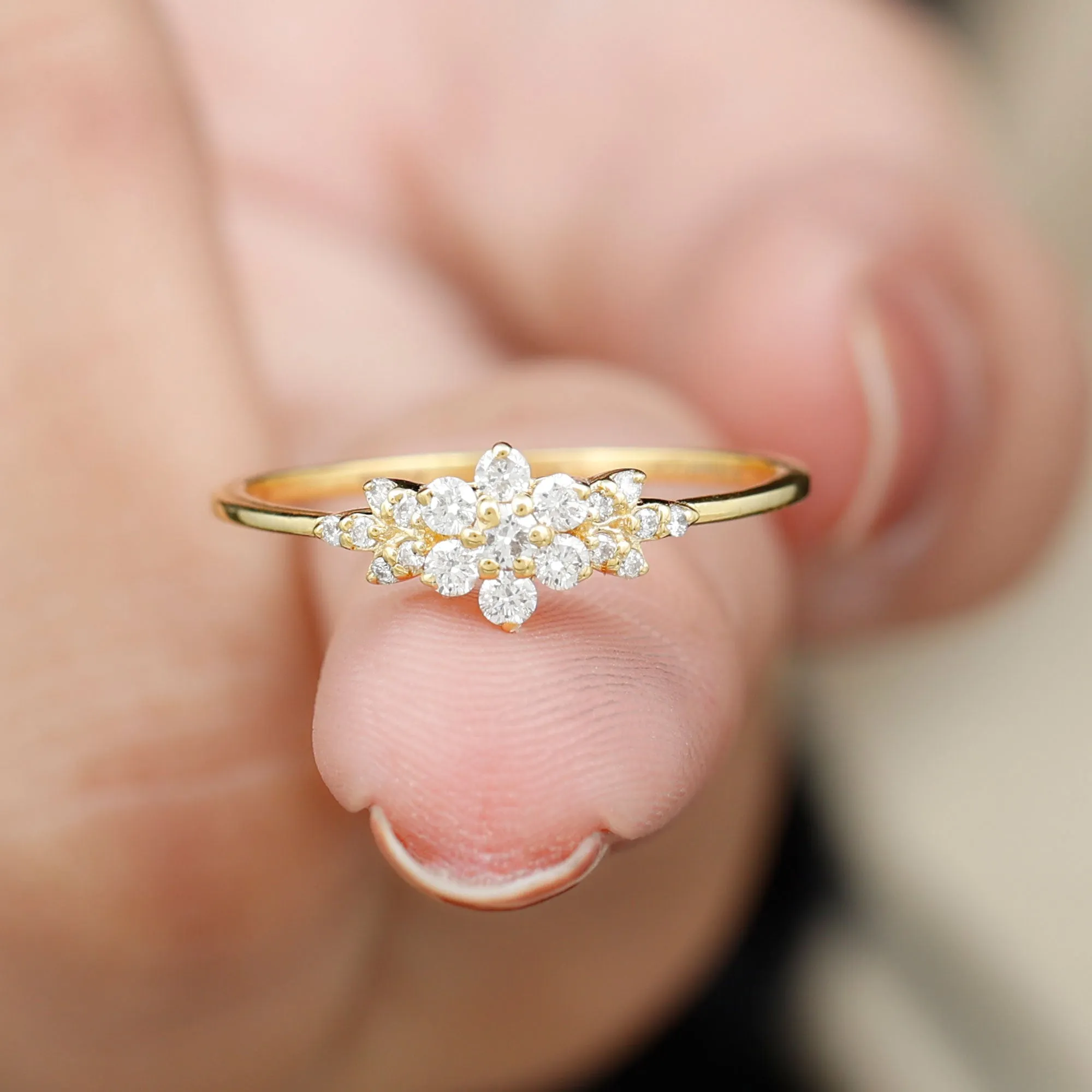 Floral Cluster Promise Ring with Certified Diamond