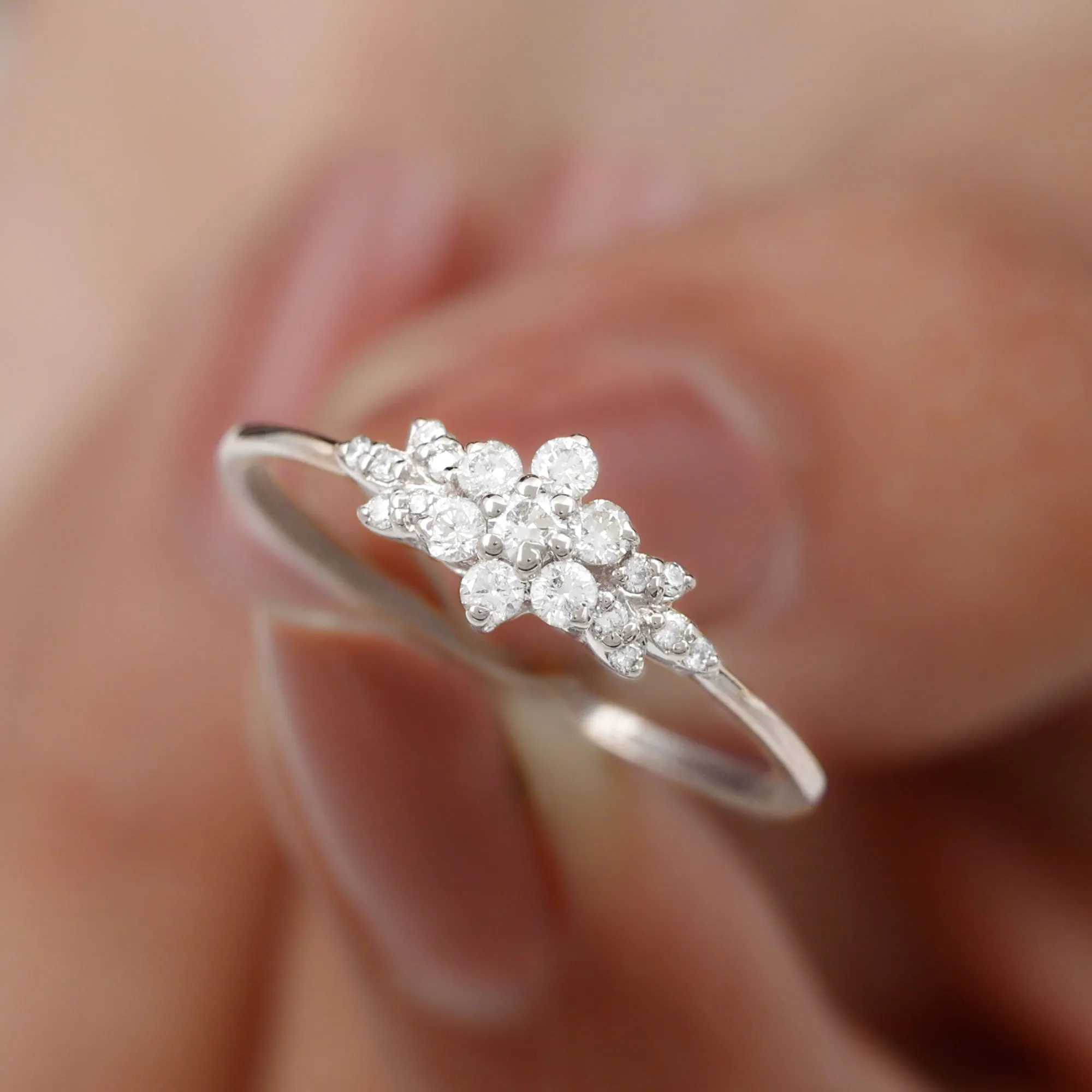 Floral Cluster Promise Ring with Certified Diamond