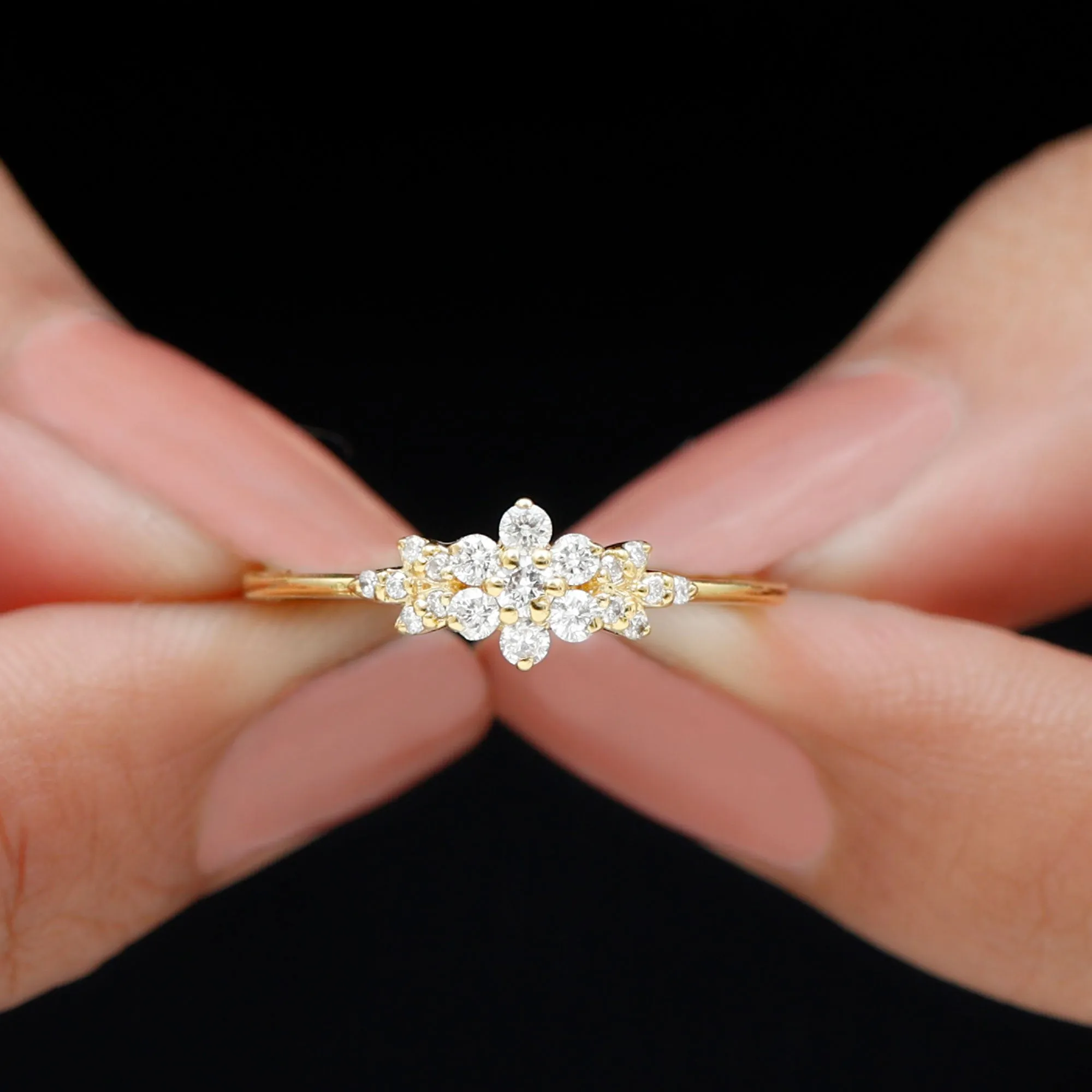 Floral Cluster Promise Ring with Certified Diamond