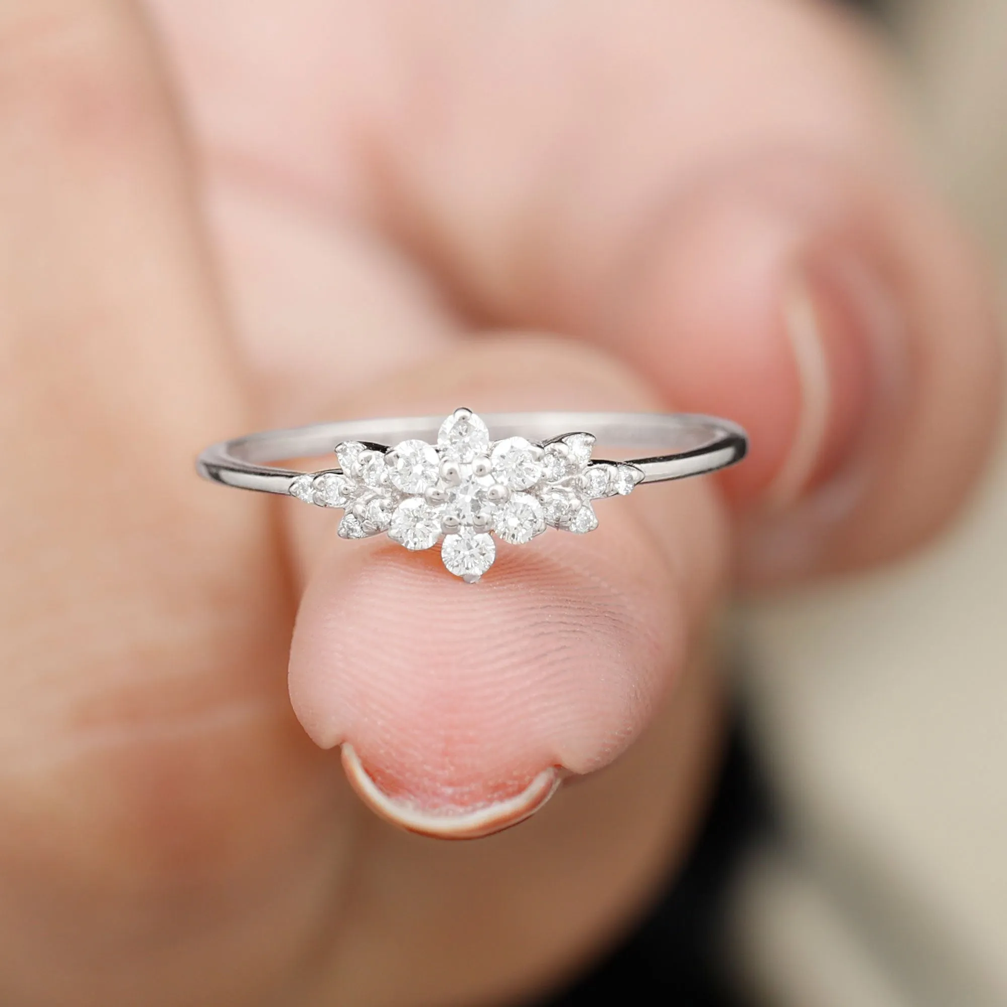 Floral Cluster Promise Ring with Certified Diamond