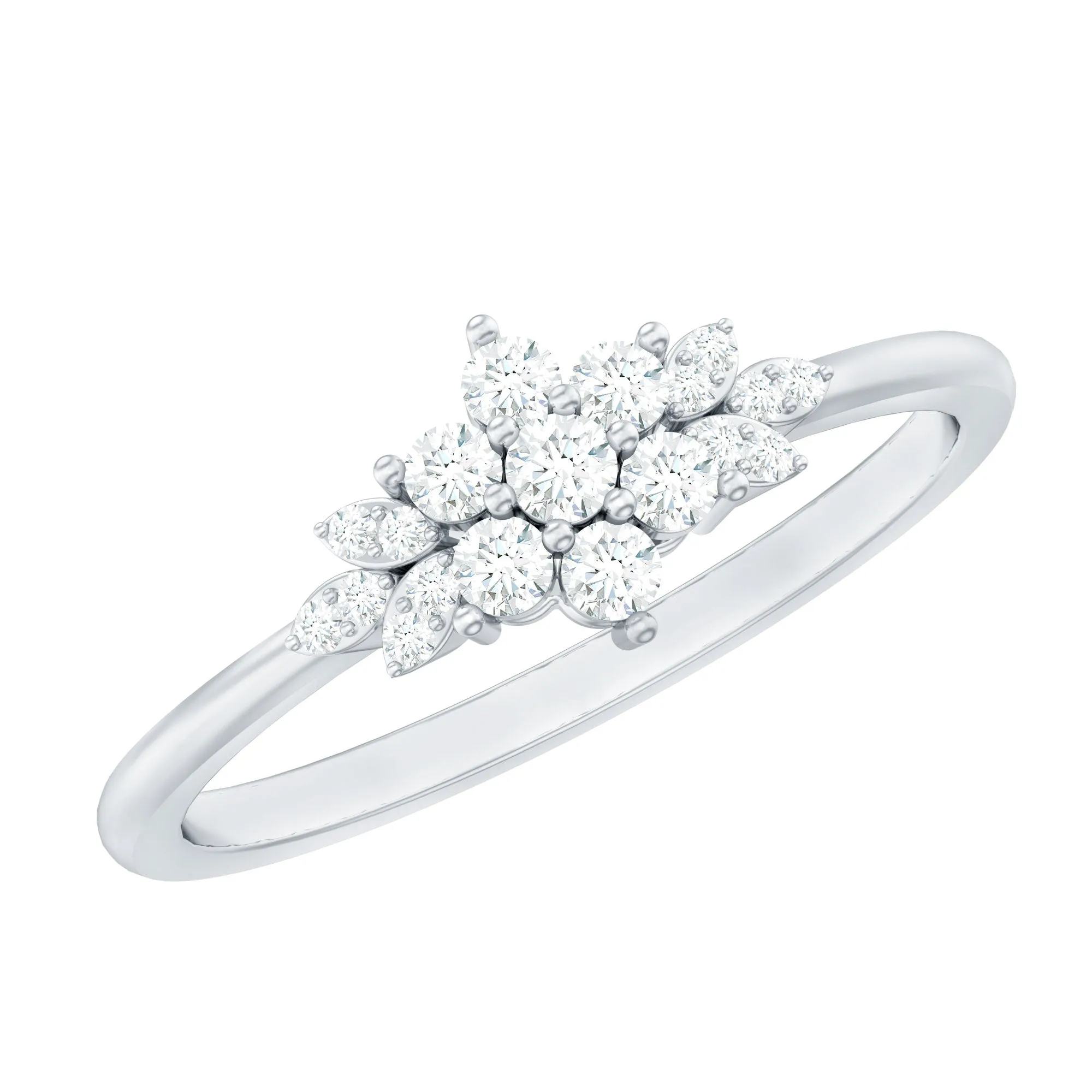 Floral Cluster Promise Ring with Certified Diamond
